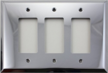 Jumbo Polished Chrome Three Gang GFI/Rocker Switch Plate