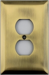 Jumbo Stamped Antique Brass One Gang Duplex Outlet Wall Plate