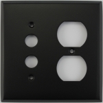 Matte Black 2 Gang Combo Wall Plate - 1 Push Button 1 Duplex