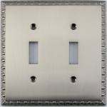 Egg & Dart Satin Nickel Two Gang Toggle Light Switch Plate