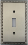 Egg & Dart Satin Nickel One Gang Toggle Light Switch Plate