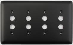 Rounded Black 4 Gang Push Button Switch Plate