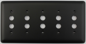 Rounded Black 5 Gang Push Button Switch Plate