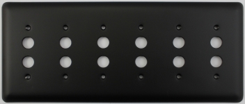 Rounded Black 6 Gang Push Button Switch Plate