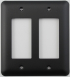 Rounded Black 2 Gang GFCI/Rocker Opening Switch Plate