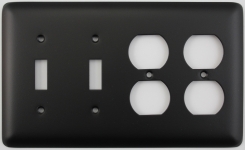 Rounded Black 4 Gang Switch Plate - 2 Toggle 2 Duplex