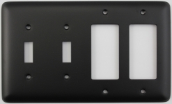 Rounded Black 4 Gang Switch Plate - 2 Toggle 2 GFCI/Rocker