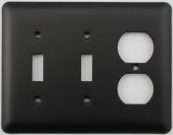 Rounded Black 3 Gang Switch Plate - 2 Toggle 1 Duplex
