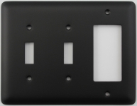 Rounded Black 3 Gang Switch Plate - 2 Toggle 1 GFCI/Rocker