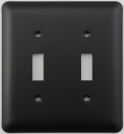 Rounded Black 2 Gang Toggle Switch Plate