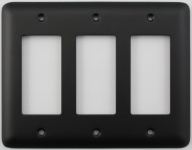 Rounded Black 3 Gang GFCI/Rocker Opening Switch Plate