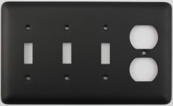 Rounded Black 4 Gang Switch Plate - 3 Toggle 1 Duplex