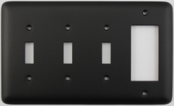 Rounded Black 4 Gang Switch Plate - 3 Toggle 1 GFCI/Rocker