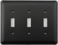 Rounded Black 3 Gang Toggle Switch Plate