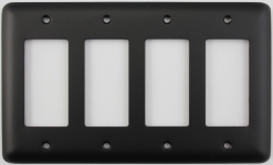 Rounded Black 4 Gang GFCI/Rocker Opening Switch Plate