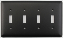 Rounded Black 4 Gang Toggle Switch Plate