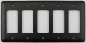 Rounded Black 5 Gang GFCI/Rocker Opening Switch Plate