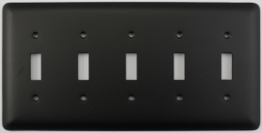 Rounded Black 5 Gang Toggle Switch Plate