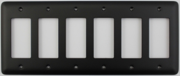 Rounded Black 6 Gang GFCI/Rocker Opening Switch Plate