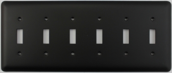 Rounded Black 6 Gang Toggle Switch Plate