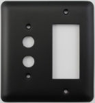 Rounded Black 2 Gang Switch Plate - 1 Push Button 1 GFCI/Rocker
