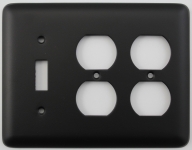 Rounded Black 3 Gang Switch Plate - 1 Toggle 2 Duplex
