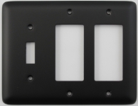 Rounded Black 3 Gang Switch Plate - 1 Toggle 2 GFCI/Rocker