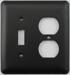 Rounded Black 2 Gang Switch Plate - 1 Toggle 1 Duplex