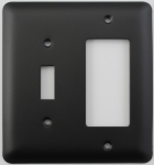 Rounded Black 2 Gang Switch Plate - 1 Toggle 1 GFCI/Rocker