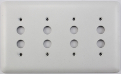 Rounded White 4 Gang Push Button Light Switch Plate