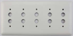 Rounded White 5 Gang Push Button Light Switch Plate