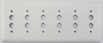 Rounded White 6 Gang Push Button Light Switch Plate