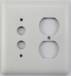 Rounded 2 Gang Combo Plate - 1 Push Button 1 Duplex Outlet