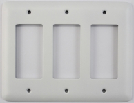 Rounded White 3 Gang GFCI/Rocker Plate