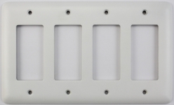 Rounded White 4 Gang GFCI/Rocker Plate
