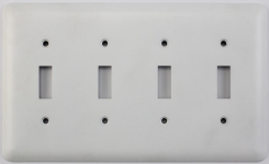 Rounded White 4 Gang Toggle Switch Plate