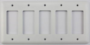 Rounded White 5 Gang GFCI/Rocker Plate