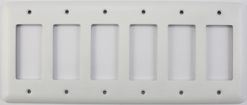 Rounded White 6 Gang GFCI/Rocker Plate