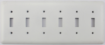 Rounded White 6 Gang Toggle Switch Plate