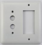 Rounded White 2 Gang Combo Plate - 1 Push Button 1 GFCI/Rocker