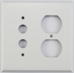 Matte White 2 Gang Combo Wall Plate - 1 Push Button 1 Duplex