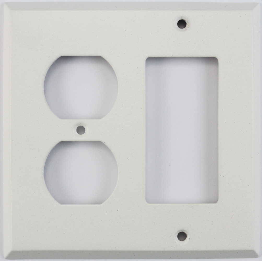 Classic Accents Inc Matte White 2 Gang Combo Wall Plate 1 Duplex Outlet 1 Gfcirocker 7391