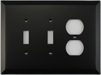 Jumbo Matte Black 3 Gang Combo Switch Plate - 2 Toggle 1 Duplex
