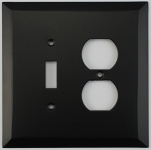 Jumbo Matte Black 2 Gang Combo Switch Plate - 1 Toggle 1 Duplex