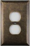 Jumbo Stamped Aged Antique Brass One Gang Duplex Outlet Wall Plate