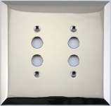Jumbo Stamped Polished Nickel Two Gang Push Button Light Switch Wall Plate