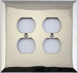 Jumbo Stamped Polished Nickel Two Gang Duplex Outlet Wall Plate