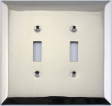 Jumbo Stamped Polished Nickel Two Gang Toggle Light Switch Wall Plate