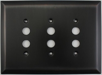 Jumbo Stamped Oil Rubbed Bronze Three Gang Push Button Light Switch Wall Plate