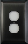 Jumbo Stamped Oil Rubbed Bronze One Gang Duplex Outlet Wall Plate